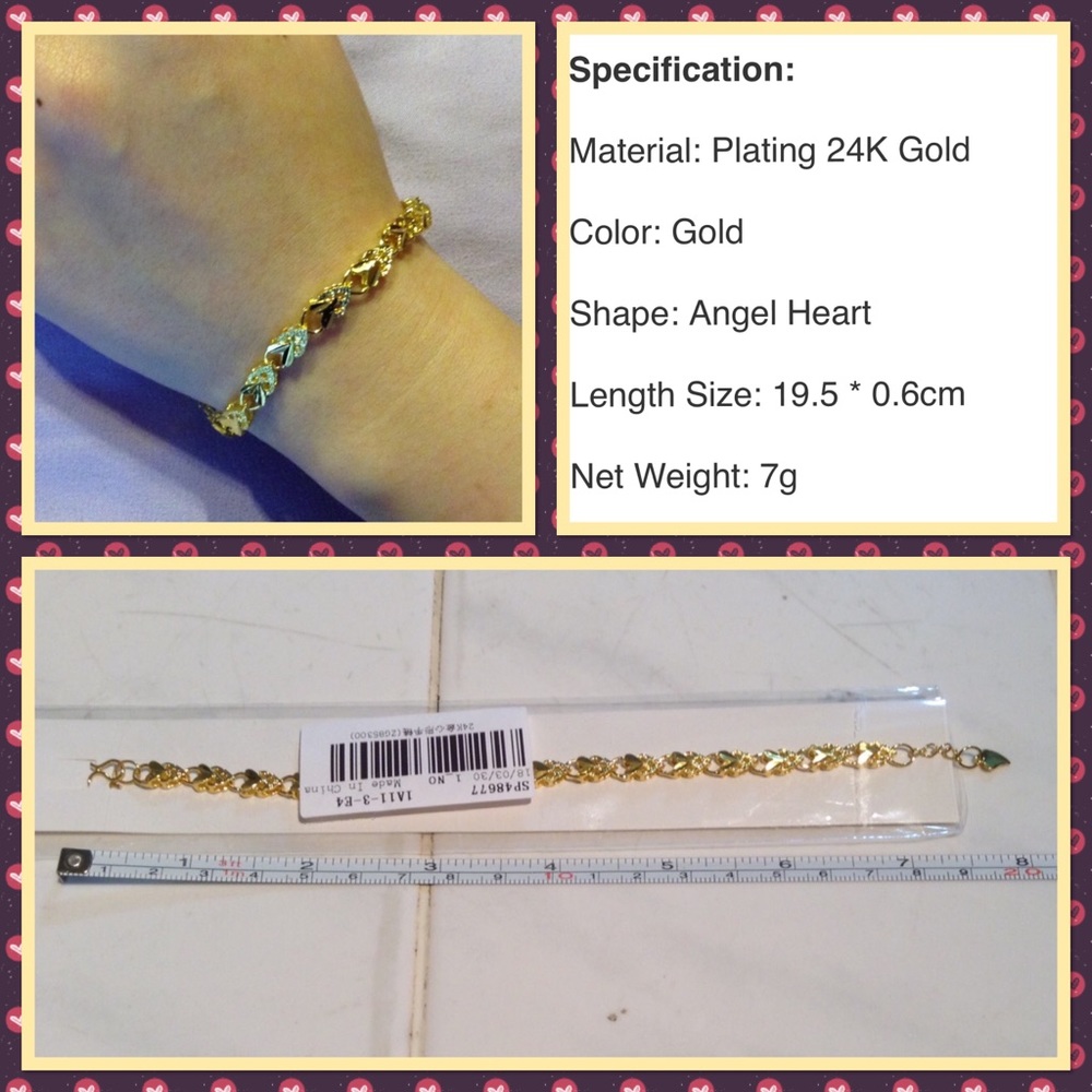 Elegant 24K gold plated Angel heart bracelet - Picture 3 of 3